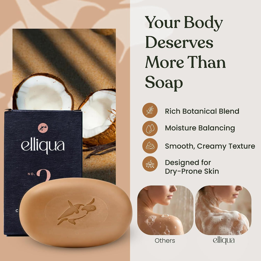 Elliqua No.2 Cocoa Butter Deep Moisturizing Body Bar, 3.5oz - 1-Pack